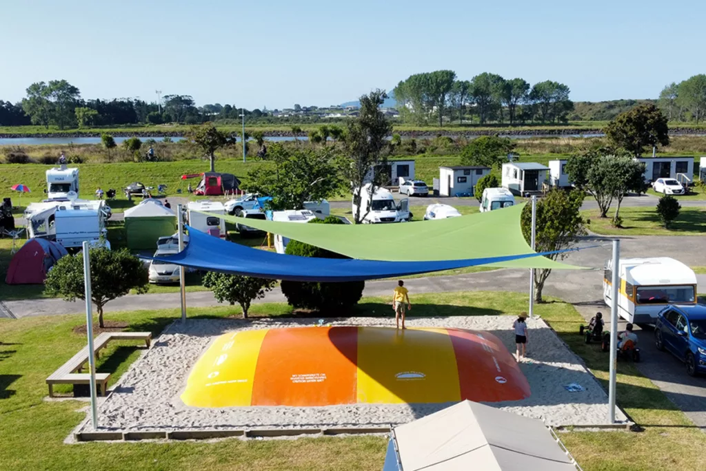 Whakatāne Holiday Park's jumping pillow.